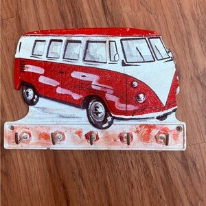 Vintage Red Bus Wall Hook  Cast Iron Decor